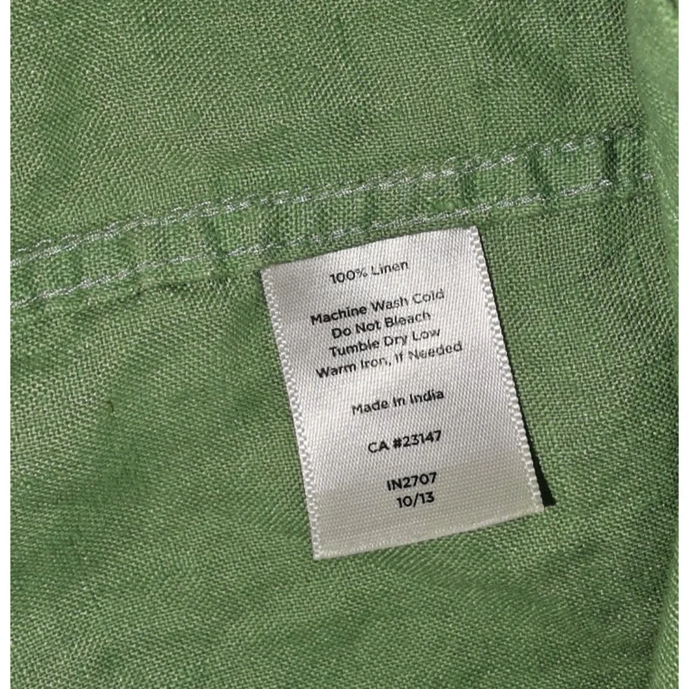 Talbots Linen Button Up Shirt Green Roll Tab Long Sleeve Womens Plus 2X - Picture 9 of 10